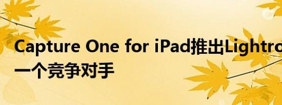 Capture One for iPad推出Lightroom手机一个竞争对手