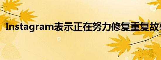 Instagram表示正在努力修复重复故事错误