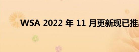 WSA 2022 年 11 月更新现已推出