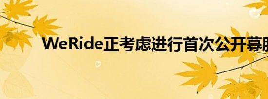 WeRide正考虑进行首次公开募股